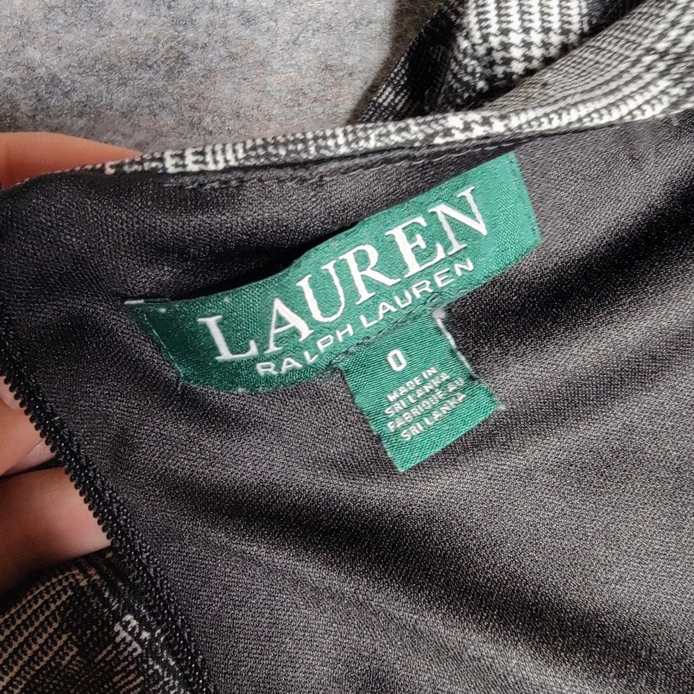 Lauren Ralph Lauren‎ Black Floral Plaid Fit & Flare Dress Size 0 - Picture 5 of 7